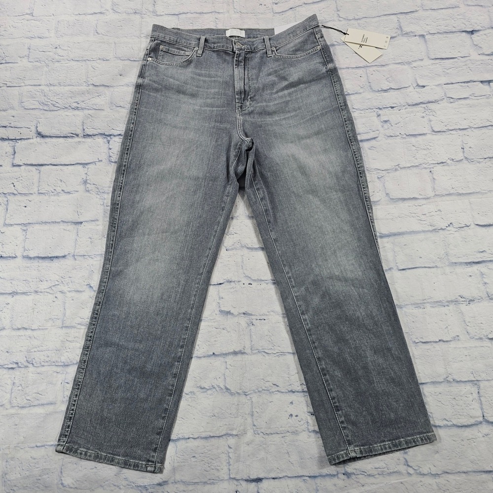 7 For All Mankind Jeans Women 32 Grey Cropped Straight High Rise Left Hand Denim